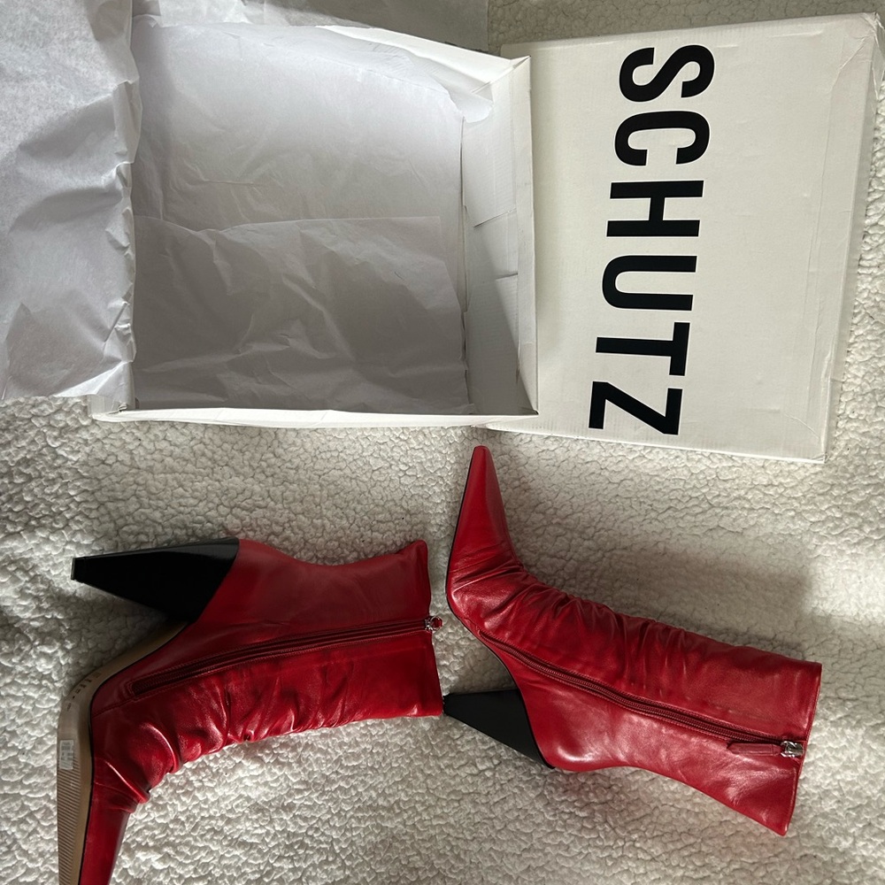 Schutz Women's Red Leather Boots